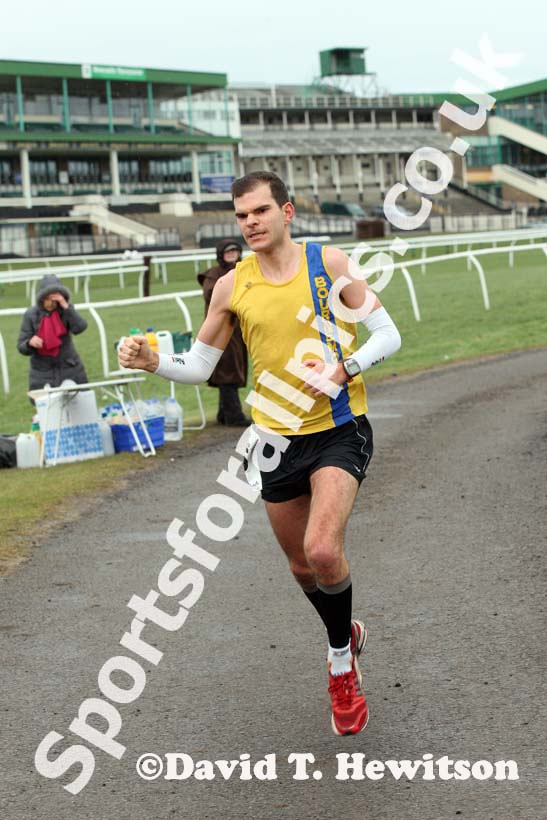 Jon Sharkey (Bournemouth)) winning the Newcastle Racecourse 50k, Newcastle Racecourse, Gosforth, Newcastle. Photo: David T. Hewitson/Sports for All Pics